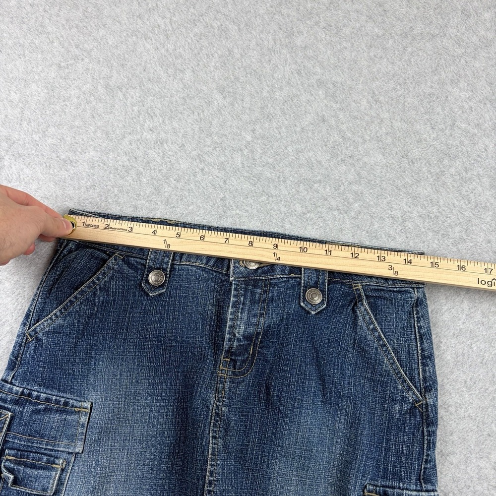 No Boundaries Skirt Womens‎ 5 Blue Denim Cargo Mini Buckle Low Rise Y2K Club - Picture 6 of 7